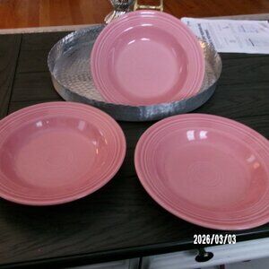 3 Fiesta Large Rim Soup Bowl, 9” Rose Pink, Homer Laughlin FIestaware HLC